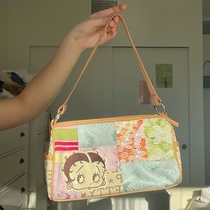 RARE!! Y2k 90s Betty boop Pinterest patchwork pastel shoulder bag cute!!!